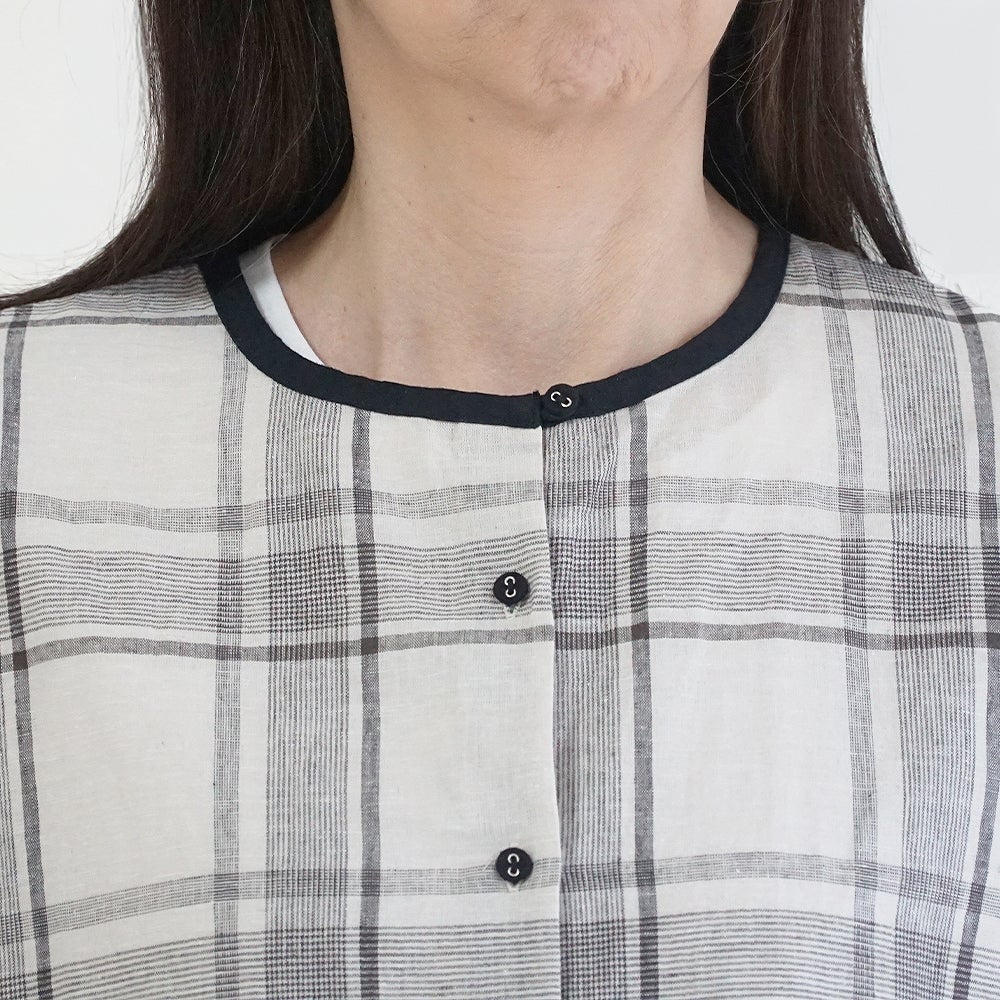 Branch m‘.,ブランチエム,ナチュラル,30代,40代,50代,60代,コットンリネン,綿麻,ゆったり,ブラウス,ドルマンブラウス,チェック,チェック柄,チェックブラウス 