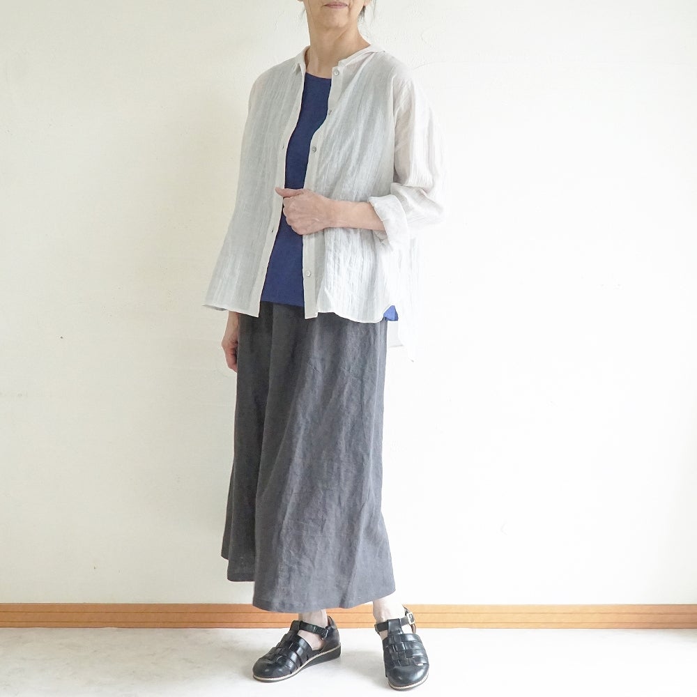 Branch m‘.,ブランチエム,ナチュラル,30代,40代,50代,60代,コットン,ゆったり,綿,シャツ,ブラウス,シャツブラウス,シアー,シアーシャツ,チビ衿,シアーブラウス,綿シャツ,綿ブラウス,コットンブラウス,コットンシャツ, 羽織,紫外線,紫外線対策,冷房,冷房対策,