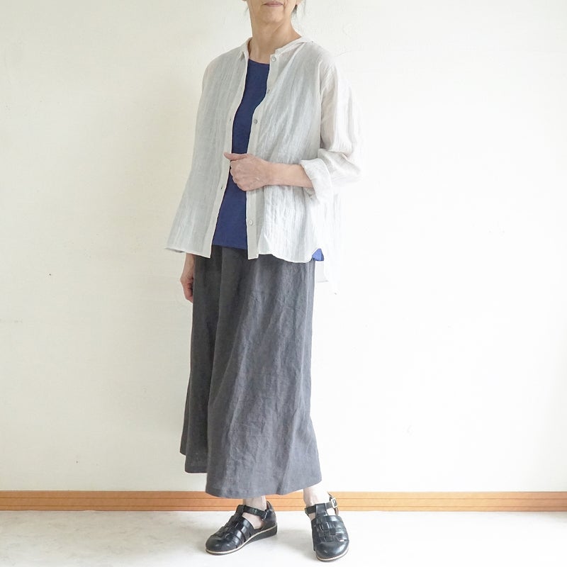 Branch m‘.,ブランチエム,ナチュラル,30代,40代,50代,60代,コットン,ゆったり,綿,シャツ,ブラウス,シャツブラウス,シアー,シアーシャツ,チビ衿,シアーブラウス,綿シャツ,綿ブラウス,コットンブラウス,コットンシャツ, 羽織,紫外線,紫外線対策,冷房,冷房対策,