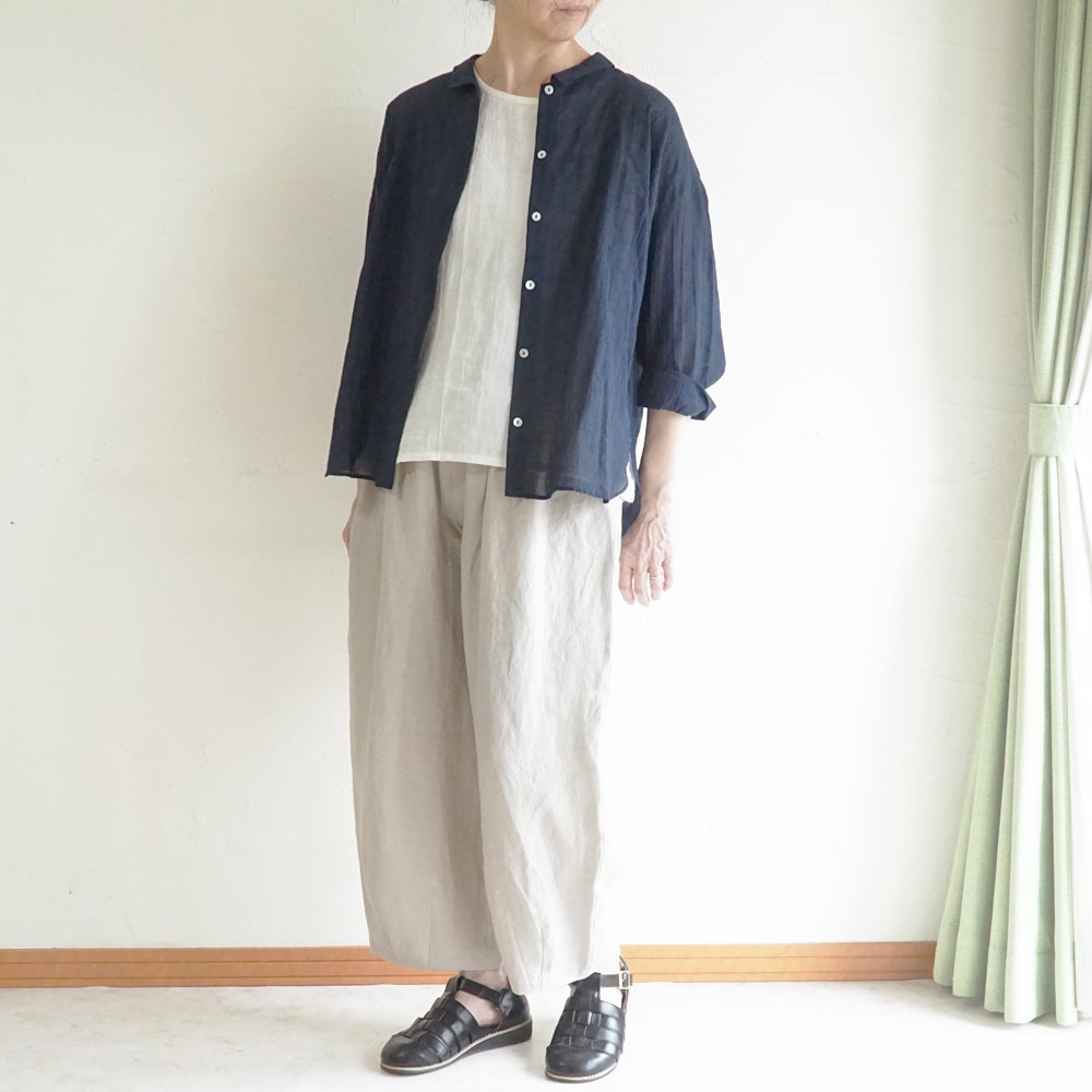 Branch m‘.,ブランチエム,ナチュラル,30代,40代,50代,60代,コットン,ゆったり,綿,シャツ,ブラウス,シャツブラウス,シアー,シアーシャツ,チビ衿,シアーブラウス,綿シャツ,綿ブラウス,コットンブラウス,コットンシャツ, 羽織,紫外線,紫外線対策,冷房,冷房対策,