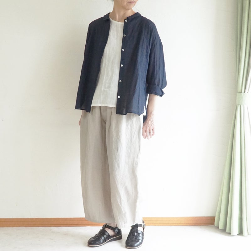 Branch m‘.,ブランチエム,ナチュラル,30代,40代,50代,60代,コットン,ゆったり,綿,シャツ,ブラウス,シャツブラウス,シアー,シアーシャツ,チビ衿,シアーブラウス,綿シャツ,綿ブラウス,コットンブラウス,コットンシャツ, 羽織,紫外線,紫外線対策,冷房,冷房対策,