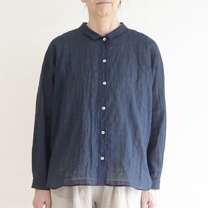 Branch m‘.,ブランチエム,ナチュラル,30代,40代,50代,60代,コットン,ゆったり,綿,シャツ,ブラウス,シャツブラウス,シアー,シアーシャツ,チビ衿,シアーブラウス,綿シャツ,綿ブラウス,コットンブラウス,コットンシャツ, 羽織,紫外線,紫外線対策,冷房,冷房対策,