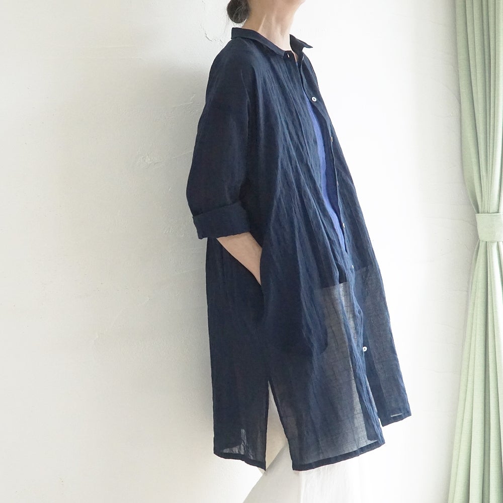 Branch m‘.,ブランチエム,ナチュラル,30代,40代,50代,60代,コットン,ゆったり,綿,シャツ,シャツワンピース,ワンピース,シアーワンピース, シャツ,ブラウス,シャツブラウス,シアー,シアーシャツ,チビ衿,シアーブラウス,綿シャツ,綿ブラウス,コットンブラウス,コットンシャツ,羽織,紫外線,紫外線対策,冷房,冷房対策,