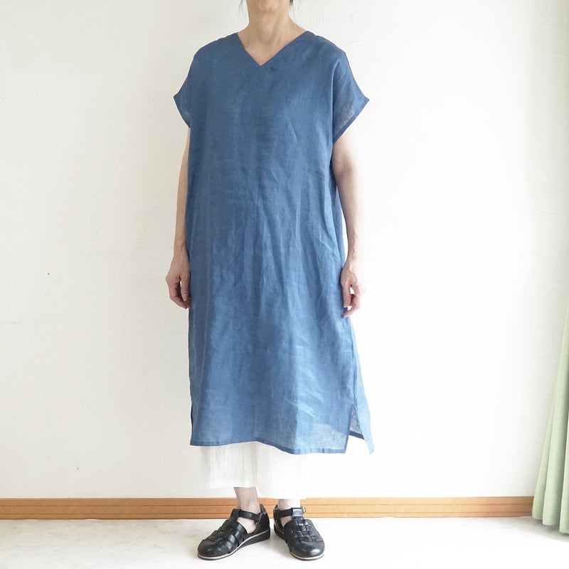 Branch m‘.,ブランチエム,ナチュラル,30代,40代,50代,60代,コーデセット,コーディネートセット,セット売り,ゆったり,リネン,ワンピース,リネンワンピース,Vネック,パンツ,リネンパンツ,ワイドパンツ,ペチパンツ