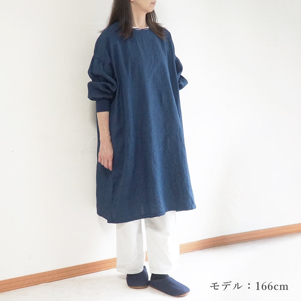 Branch m‘.,ブランチエム,ナチュラル,30代,40代,50代,60代,リネン,ゆったり,割烹着,リネン割烹着,エプロン,リブ袖,ワンピース,ワンピース割烹着,リネンワンピース