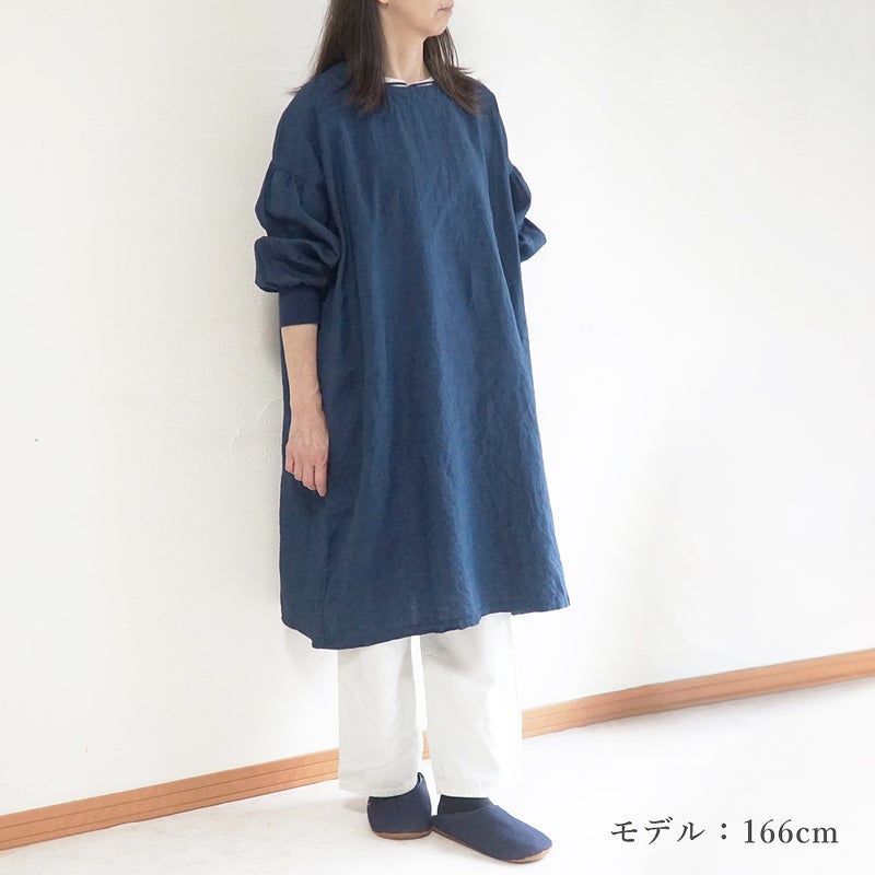 Branch m‘.,ブランチエム,ナチュラル,30代,40代,50代,60代,リネン,ゆったり,割烹着,リネン割烹着,エプロン,リブ袖,ワンピース,ワンピース割烹着,リネンワンピース