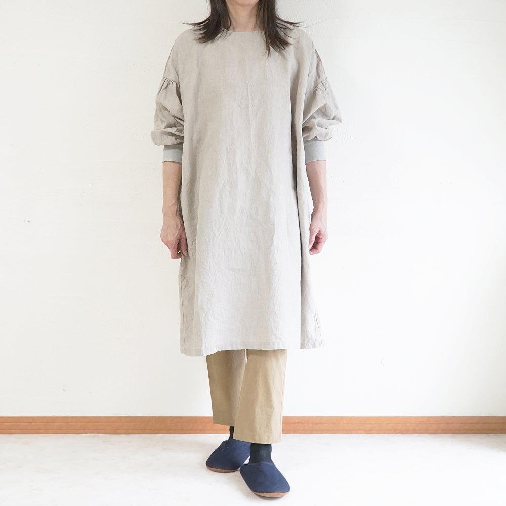 Branch m‘.,ブランチエム,ナチュラル,30代,40代,50代,60代,リネン,ゆったり,割烹着,リネン割烹着,エプロン,リブ袖,ワンピース,ワンピース割烹着,リネンワンピース