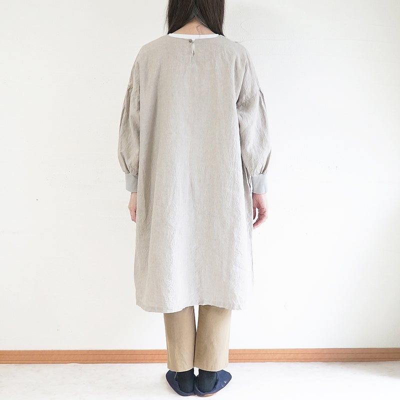 Branch m‘.,ブランチエム,ナチュラル,30代,40代,50代,60代,リネン,ゆったり,割烹着,リネン割烹着,エプロン,リブ袖,ワンピース,ワンピース割烹着,リネンワンピース