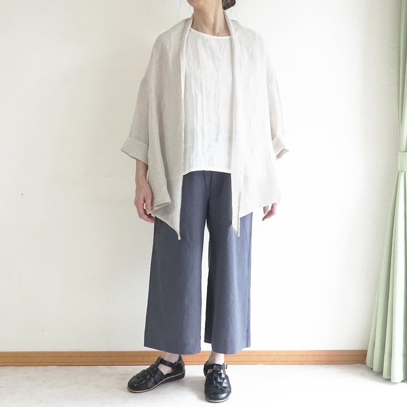 Branch m‘.,ブランチエム,ナチュラル,30代,40代,50代,60代,リネン,ゆったり,カーディガン,ショール,リネンカーデ,リネンカーディガン,リネンショール,ショールカーディガン,ストールカーディガン,紫外線対策,冷房対策
