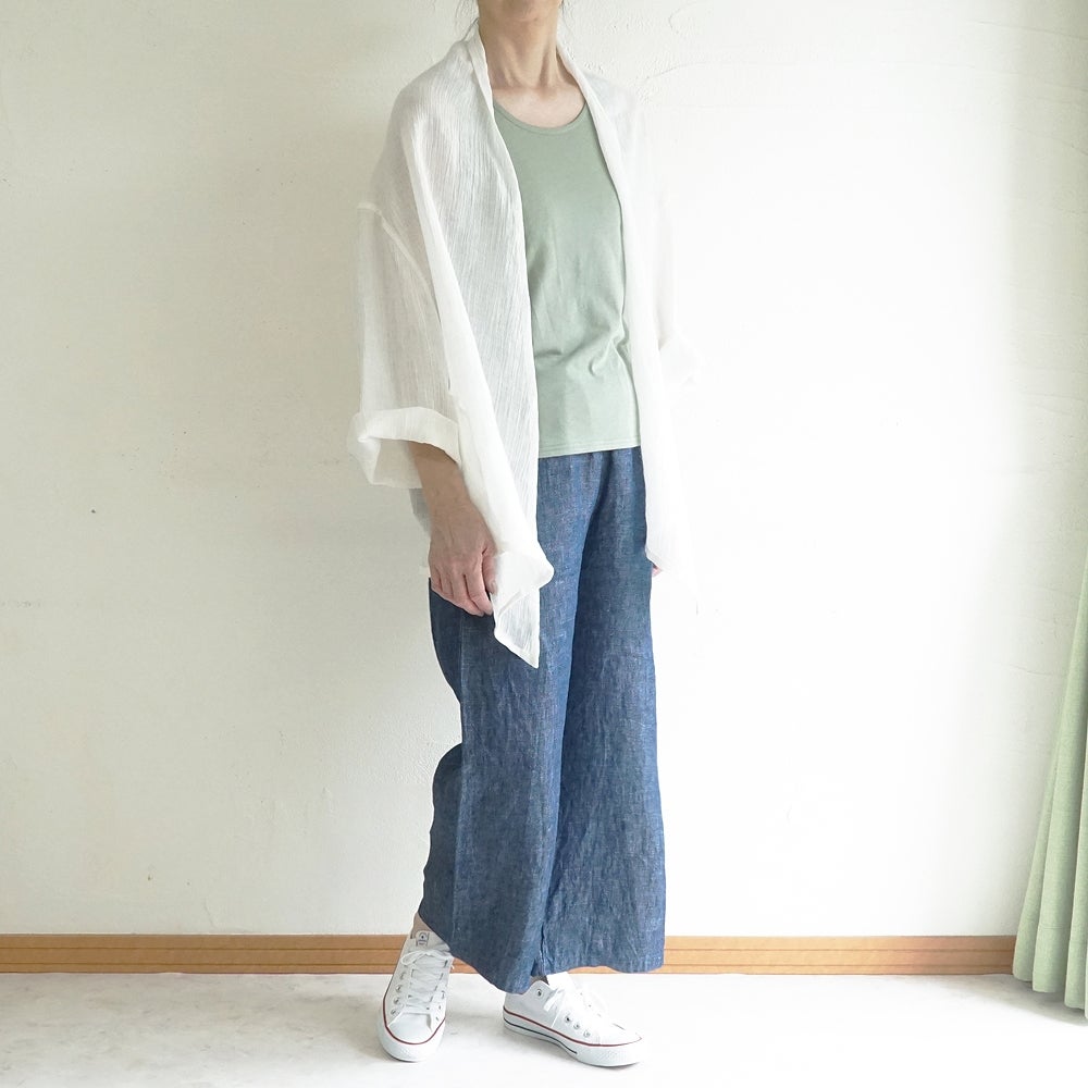 Branch m‘.,ブランチエム,ナチュラル,30代,40代,50代,60代,リネン,ゆったり,カーディガン,ショール,リネンカーデ,リネンカーディガン,リネンショール,ショールカーディガン,ストールカーディガン,紫外線対策,冷房対策