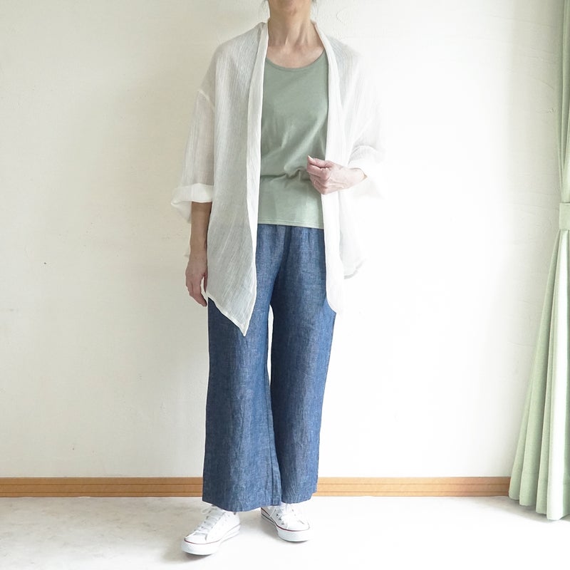 Branch m‘.,ブランチエム,ナチュラル,30代,40代,50代,60代,リネン,ゆったり,カーディガン,ショール,リネンカーデ,リネンカーディガン,リネンショール,ショールカーディガン,ストールカーディガン,紫外線対策,冷房対策