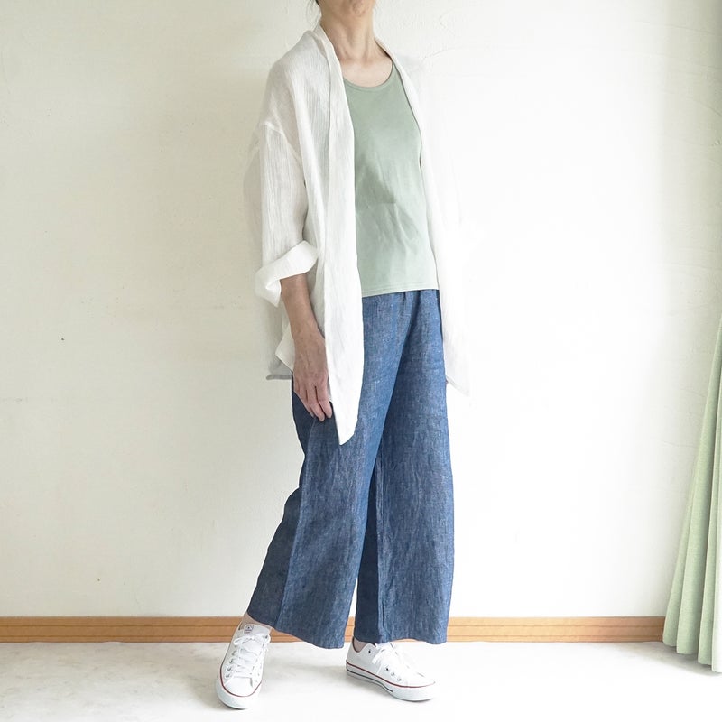 Branch m‘.,ブランチエム,ナチュラル,30代,40代,50代,60代,リネン,ゆったり,カーディガン,ショール,リネンカーデ,リネンカーディガン,リネンショール,ショールカーディガン,ストールカーディガン,紫外線対策,冷房対策