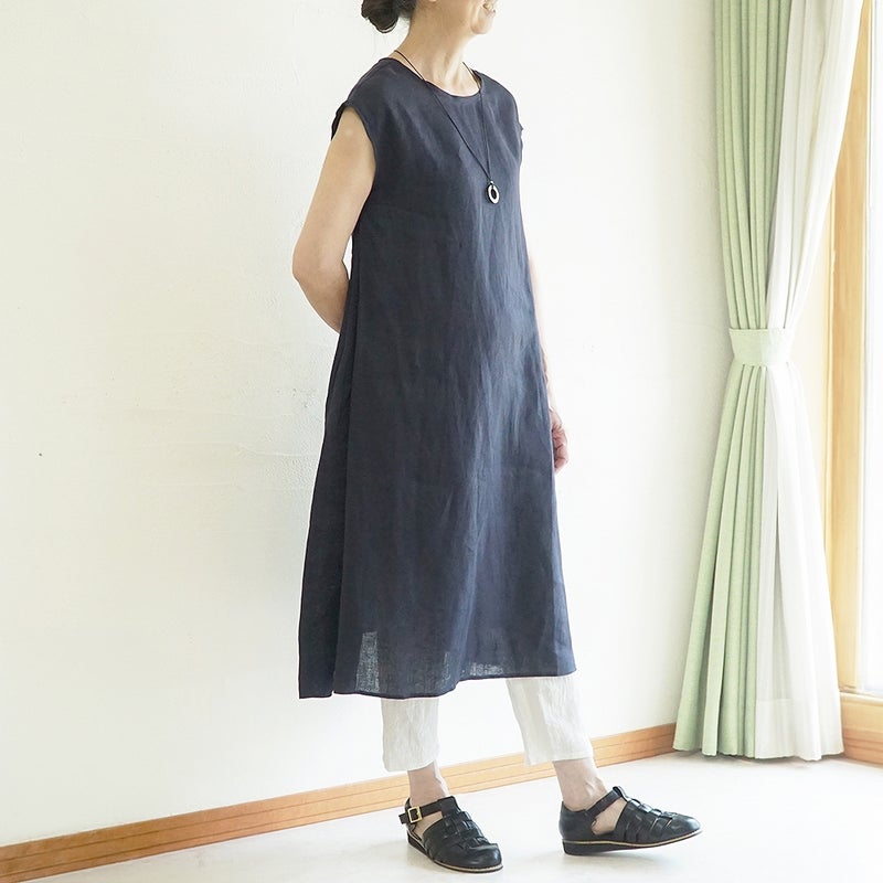 Branch m‘.,ブランチエム,ナチュラル,30代,40代,50代,60代,リネン,ゆったり,麻,ワンピース,リネンワンピース,ノースリーブワンピース