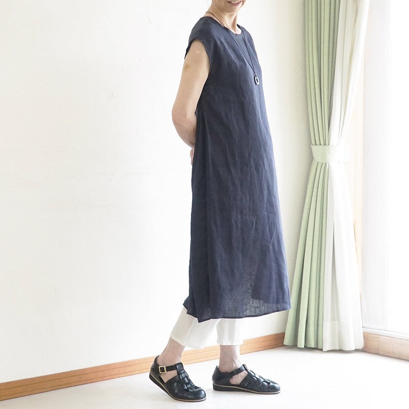 Branch m‘.,ブランチエム,ナチュラル,30代,40代,50代,60代,リネン,ゆったり,麻,ワンピース,リネンワンピース,ノースリーブワンピース