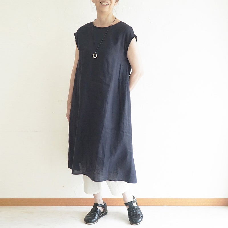 Branch m‘.,ブランチエム,ナチュラル,30代,40代,50代,60代,リネン,ゆったり,麻,ワンピース,リネンワンピース,ノースリーブワンピース