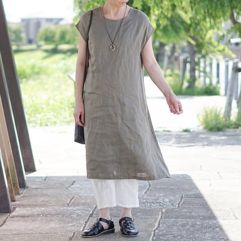 Branch m‘.,ブランチエム,ナチュラル,30代,40代,50代,60代,リネン,ゆったり,麻,ワンピース,リネンワンピース,ノースリーブワンピース