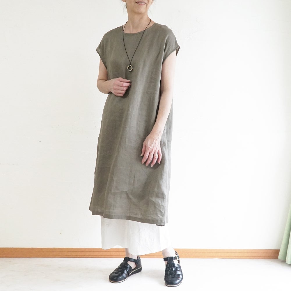 Branch m‘.,ブランチエム,ナチュラル,30代,40代,50代,60代,リネン,ゆったり,麻,ワンピース,リネンワンピース,ノースリーブワンピース
