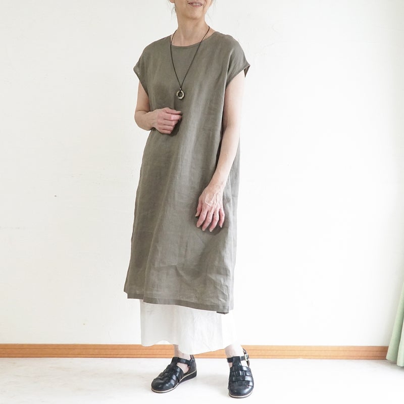 Branch m‘.,ブランチエム,ナチュラル,30代,40代,50代,60代,リネン,ゆったり,麻,ワンピース,リネンワンピース,ノースリーブワンピース