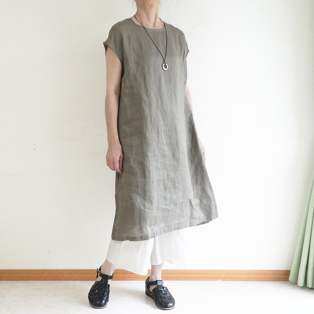 Branch m‘.,ブランチエム,ナチュラル,30代,40代,50代,60代,リネン,ゆったり,麻,ワンピース,リネンワンピース,ノースリーブワンピース