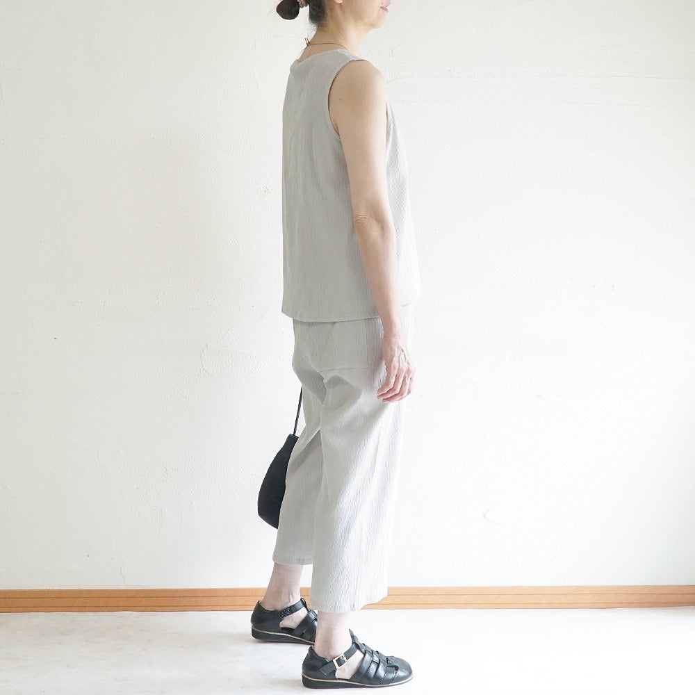 Branch m‘.,ブランチエム,ナチュラル,30代,40代,50代,60代,コットン,綿,ゆったり,ブラウス,タンクトップ,ノースリーブ,高島ちぢみ,楊柳.セットアップ