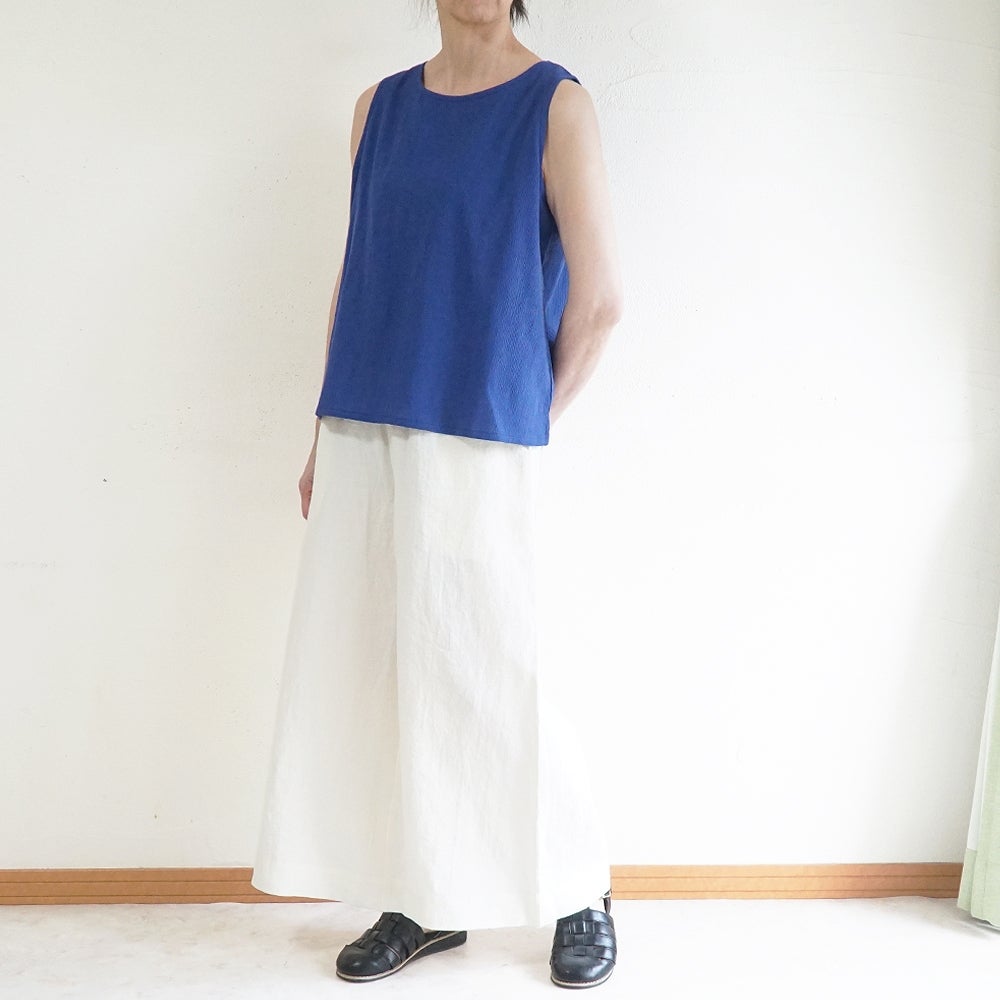 Branch m‘.,ブランチエム,ナチュラル,30代,40代,50代,60代,コットン,綿,ゆったり,ブラウス,タンクトップ,ノースリーブ,高島ちぢみ,楊柳.セットアップ