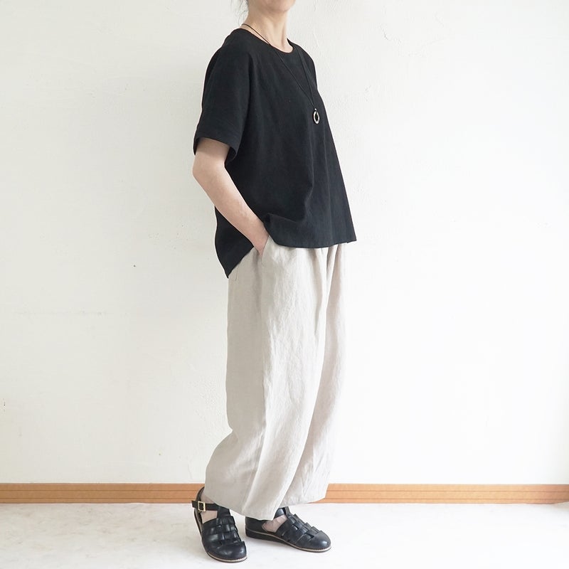 Branch m‘.,ブランチエム,ナチュラル,30代,40代,50代,60代,コットン,綿,ゆったり,ブラウス,半袖,プルオーバー,Tシャツ,半袖プルオーバー,半袖ブラウス,高島ちぢみ,楊柳セットアップ