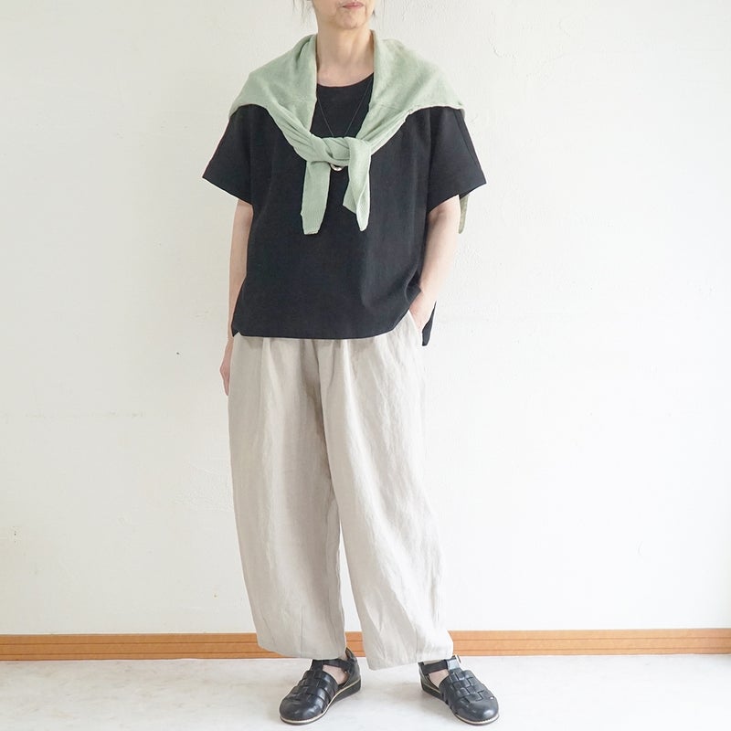 Branch m‘.,ブランチエム,ナチュラル,30代,40代,50代,60代,コットン,綿,ゆったり,ブラウス,半袖,プルオーバー,Tシャツ,半袖プルオーバー,半袖ブラウス,高島ちぢみ,楊柳セットアップ