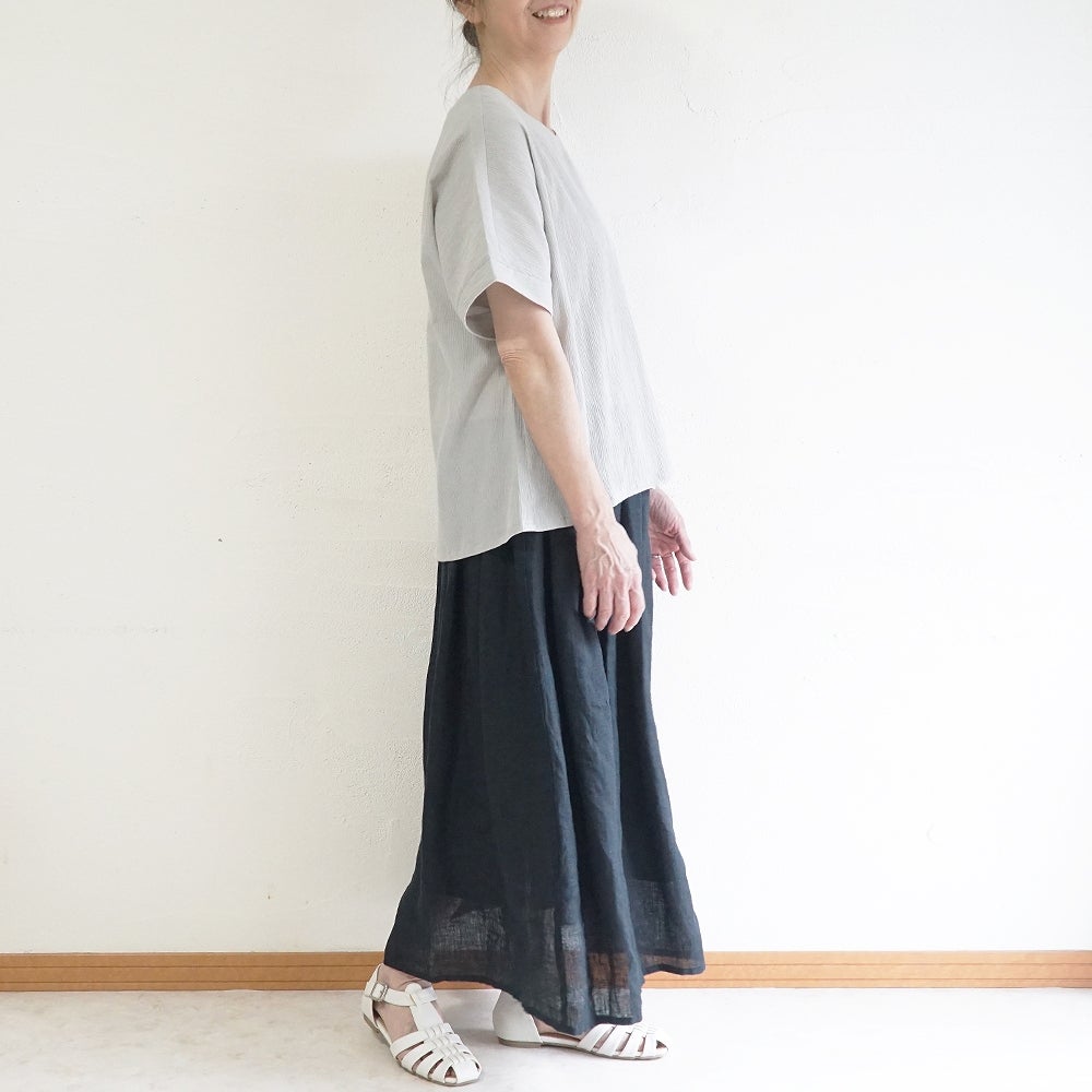 Branch m‘.,ブランチエム,ナチュラル,30代,40代,50代,60代,コットン,綿,ゆったり,ブラウス,半袖,プルオーバー,Tシャツ,半袖プルオーバー,半袖ブラウス,高島ちぢみ,楊柳セットアップ