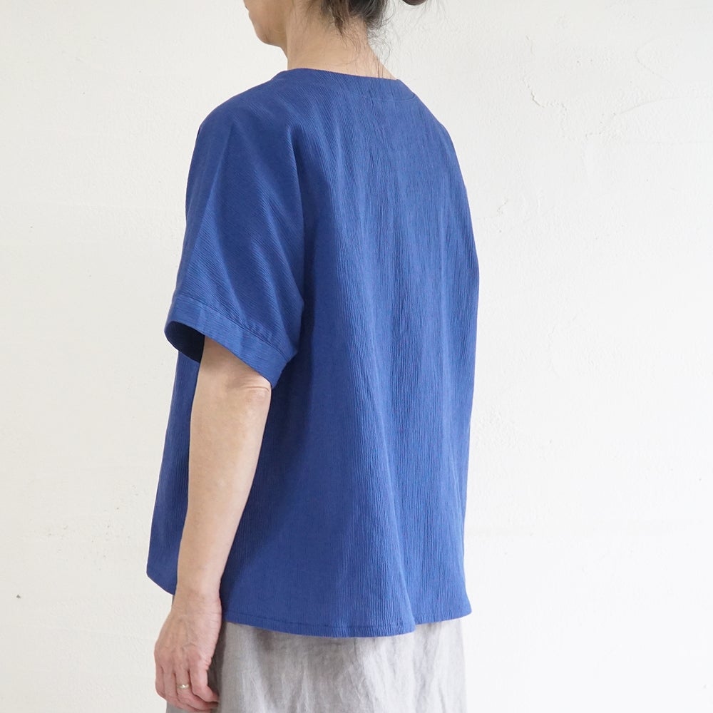 Branch m‘.,ブランチエム,ナチュラル,30代,40代,50代,60代,コットン,綿,ゆったり,ブラウス,半袖,プルオーバー,Tシャツ,半袖プルオーバー,半袖ブラウス,高島ちぢみ,楊柳セットアップ