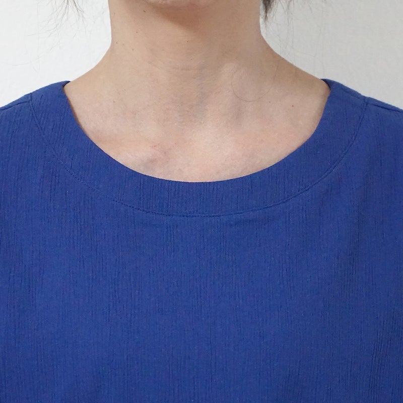 Branch m‘.,ブランチエム,ナチュラル,30代,40代,50代,60代,コットン,綿,ゆったり,ブラウス,半袖,プルオーバー,Tシャツ,半袖プルオーバー,半袖ブラウス,高島ちぢみ,楊柳セットアップ