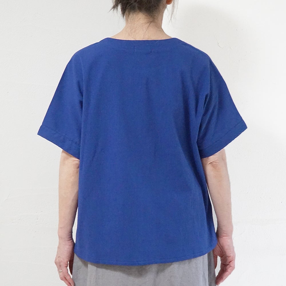 Branch m‘.,ブランチエム,ナチュラル,30代,40代,50代,60代,コットン,綿,ゆったり,ブラウス,半袖,プルオーバー,Tシャツ,半袖プルオーバー,半袖ブラウス,高島ちぢみ,楊柳セットアップ