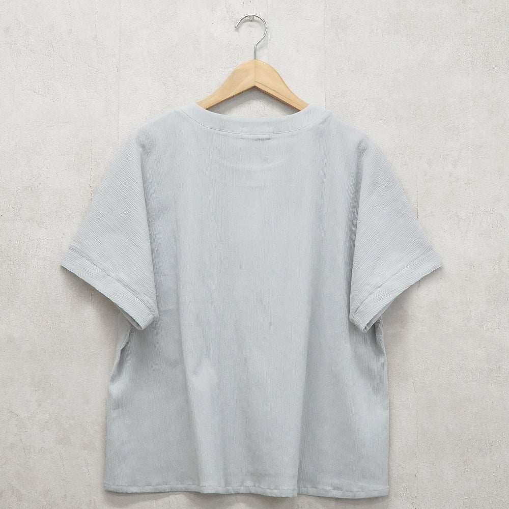 Branch m‘.,ブランチエム,ナチュラル,30代,40代,50代,60代,コットン,綿,ゆったり,ブラウス,半袖,プルオーバー,Tシャツ,半袖プルオーバー,半袖ブラウス,高島ちぢみ,楊柳セットアップ