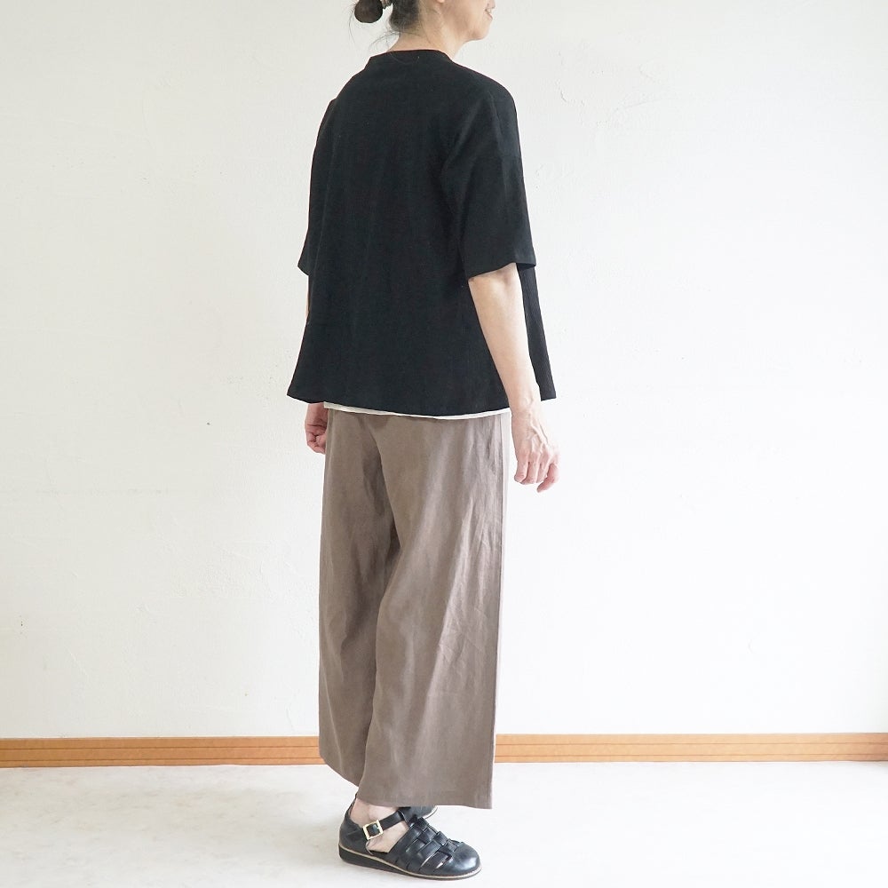 Branch m‘.,ブランチエム,ナチュラル,30代,40代,50代,60代,コットン,綿,ゆったり,ブラウス,半袖,シャツ,シャツブラウス,半袖シャツ,半袖ブラウス,キーネック,キーネックブラウス,キーネックシャツ,高島ちぢみ,楊柳,セットアップ