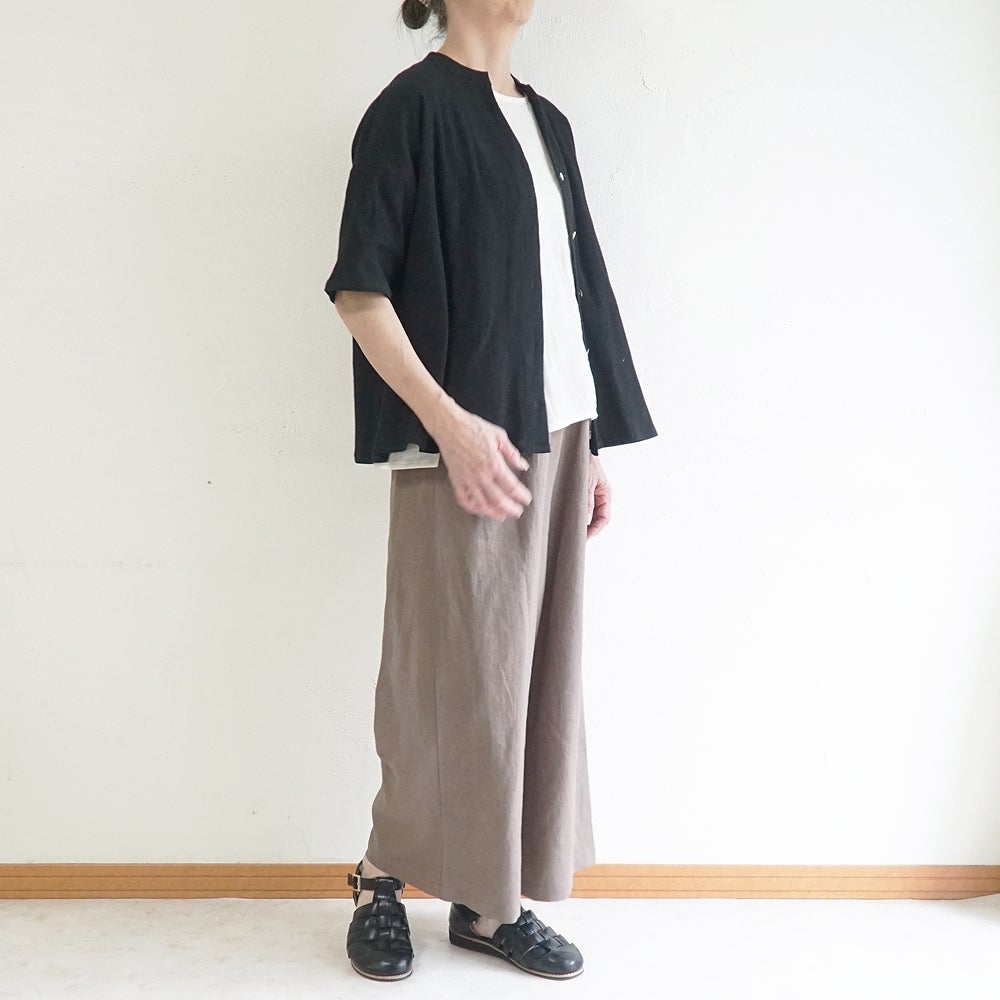 Branch m‘.,ブランチエム,ナチュラル,30代,40代,50代,60代,コットン,綿,ゆったり,ブラウス,半袖,シャツ,シャツブラウス,半袖シャツ,半袖ブラウス,キーネック,キーネックブラウス,キーネックシャツ,高島ちぢみ,楊柳,セットアップ