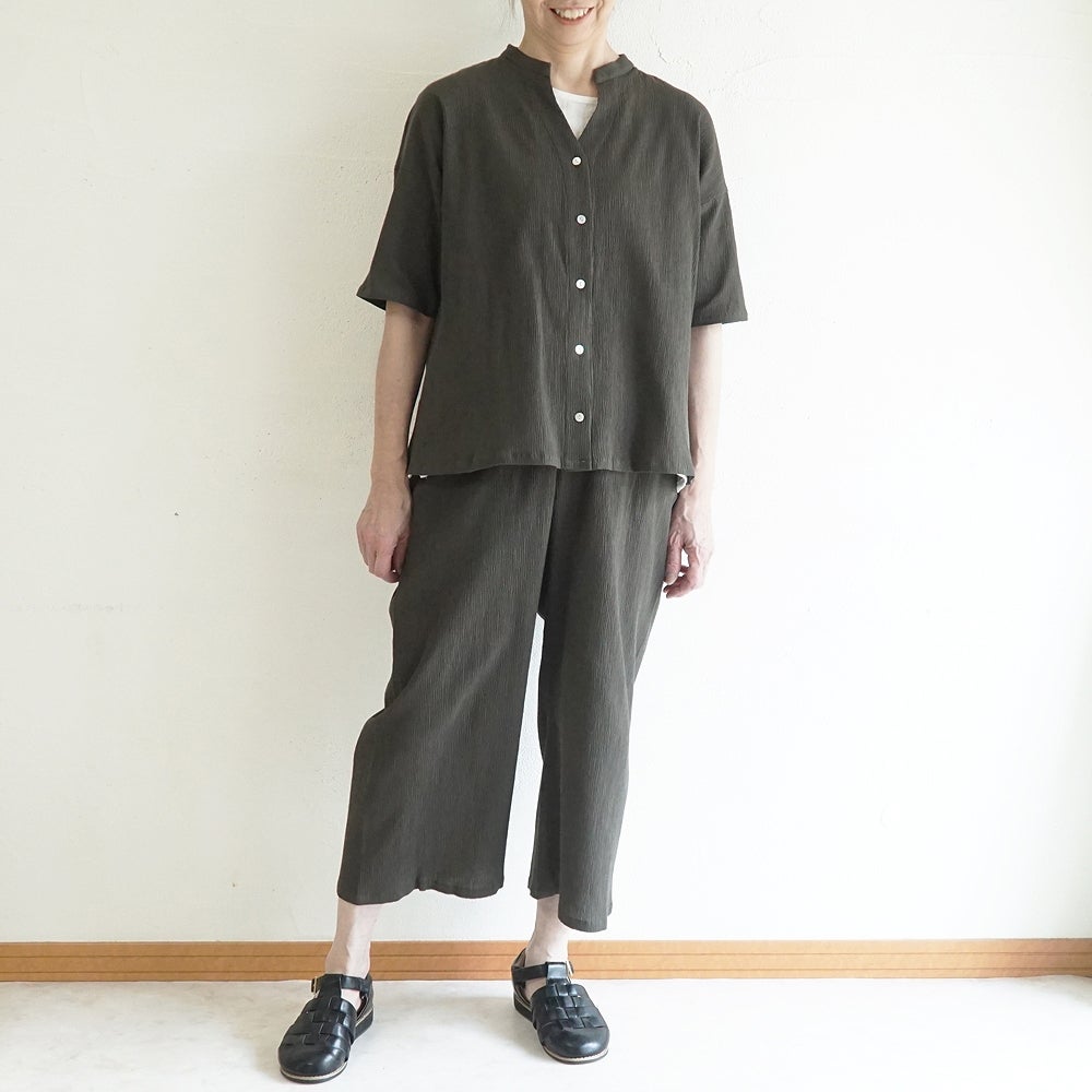 Branch m‘.,ブランチエム,ナチュラル,30代,40代,50代,60代,コットン,綿,ゆったり,パンツ,ワイドパンツ,ストレートパンツ,ぺチパンツ,高島ちぢみ,楊柳,セットアップ