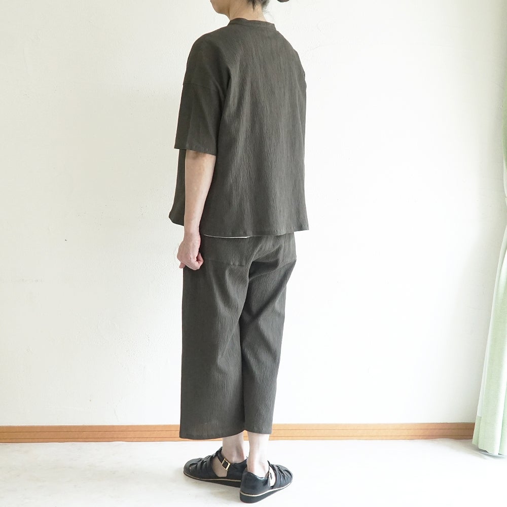 Branch m‘.,ブランチエム,ナチュラル,30代,40代,50代,60代,コットン,綿,ゆったり,パンツ,ワイドパンツ,ストレートパンツ,ぺチパンツ,高島ちぢみ,楊柳,セットアップ