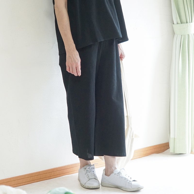 Branch m‘.,ブランチエム,ナチュラル,30代,40代,50代,60代,コットン,綿,ゆったり,パンツ,ワイドパンツ,ストレートパンツ,ぺチパンツ,高島ちぢみ,楊柳,セットアップ