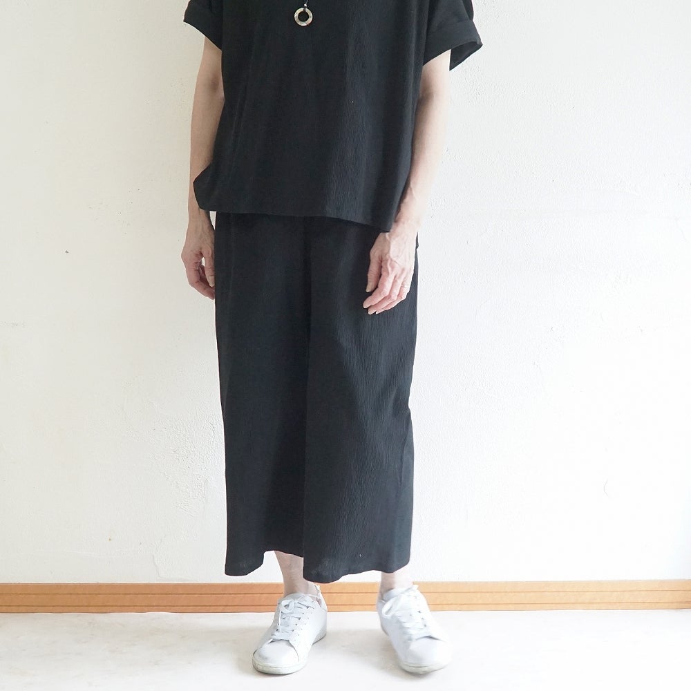 Branch m‘.,ブランチエム,ナチュラル,30代,40代,50代,60代,コットン,綿,ゆったり,パンツ,ワイドパンツ,ストレートパンツ,ぺチパンツ,高島ちぢみ,楊柳,セットアップ
