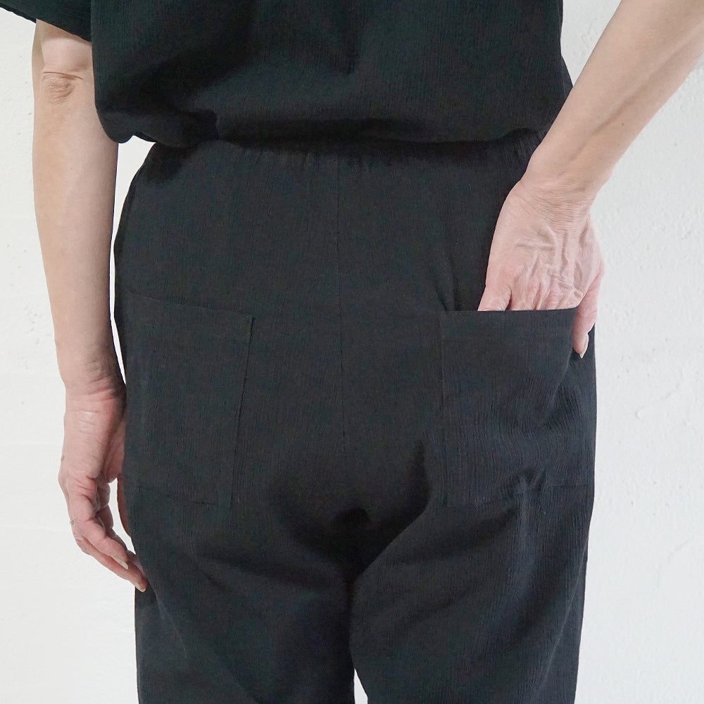 Branch m‘.,ブランチエム,ナチュラル,30代,40代,50代,60代,コットン,綿,ゆったり,パンツ,ワイドパンツ,ストレートパンツ,ぺチパンツ,高島ちぢみ,楊柳,セットアップ