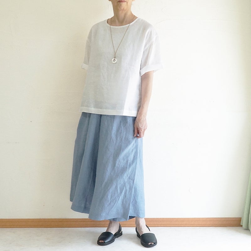 Branch m‘.,ブランチエム,ナチュラル,30代,40代,50代,60代,コーデセット,コーディネートセット,セット売り,ゆったり,リネン,プルオーバー,ブラウス,Tシャツ,プルオーバーブラウス, ,パンツ,リネン,リネンパンツ,ワイドパンツ,ギャザーパンツ