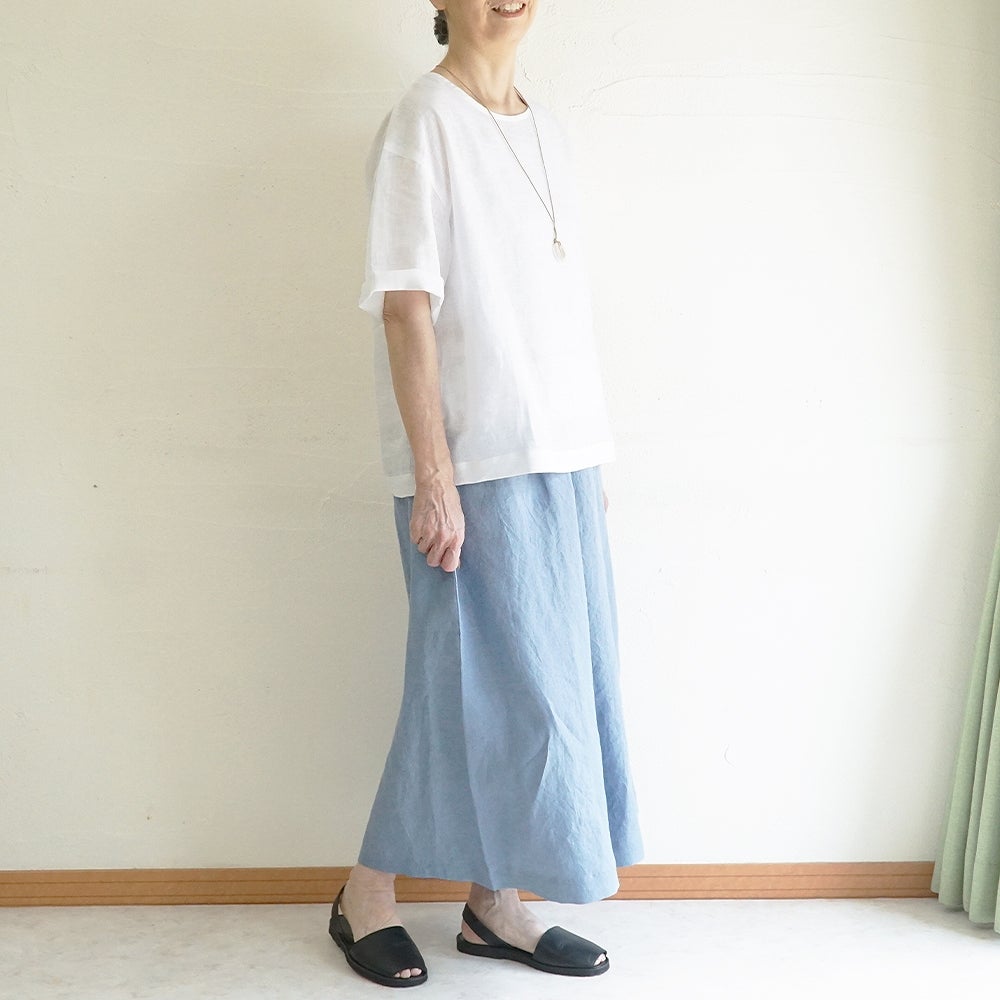 Branch m‘.,ブランチエム,ナチュラル,30代,40代,50代,60代,コーデセット,コーディネートセット,セット売り,ゆったり,リネン,プルオーバー,ブラウス,Tシャツ,プルオーバーブラウス, ,パンツ,リネン,リネンパンツ,ワイドパンツ,ギャザーパンツ