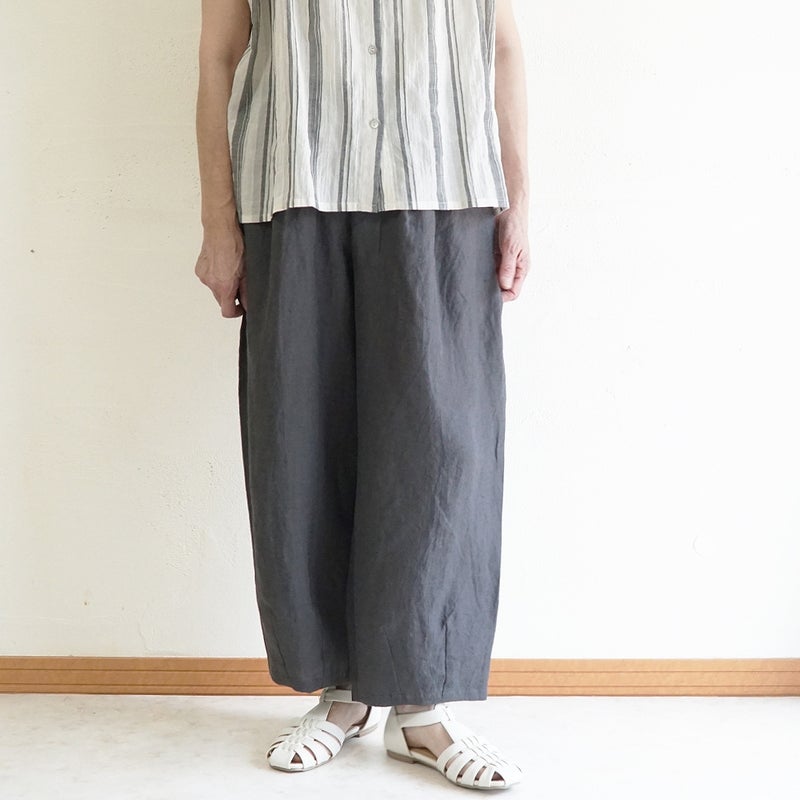 Branch m‘.,ブランチエム,ナチュラル,30代,40代,50代,60代,コーデセット,コーディネートセット,セット売り,ゆったり,コットン,フレンチスリーブブラウス,ブラウス,フレンチスリーブ,ストライプ,ストライプシャツ,ストライプブラウス, ,パンツ,リネン,リネンパンツ,コクーンパンツ,タックパンツ