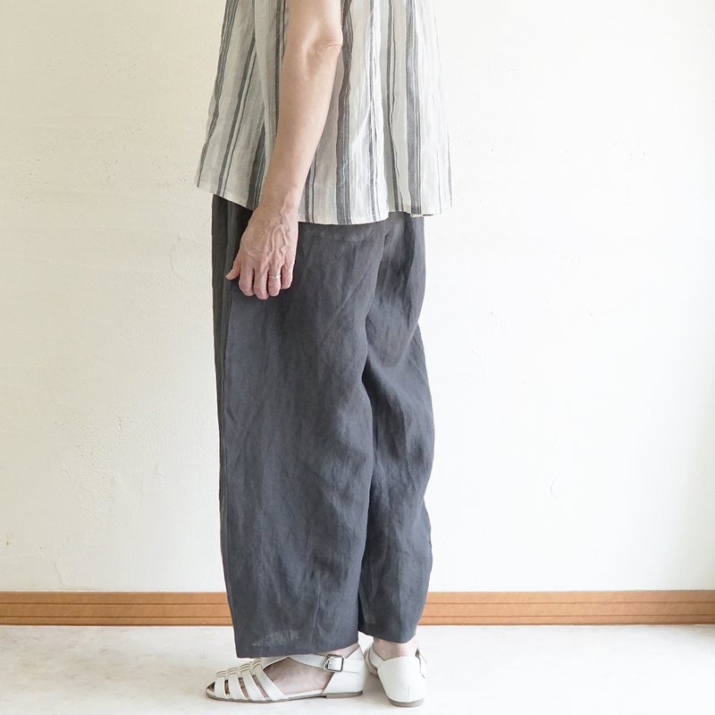 Branch m‘.,ブランチエム,ナチュラル,30代,40代,50代,60代,コーデセット,コーディネートセット,セット売り,ゆったり,コットン,フレンチスリーブブラウス,ブラウス,フレンチスリーブ,ストライプ,ストライプシャツ,ストライプブラウス, ,パンツ,リネン,リネンパンツ,コクーンパンツ,タックパンツ