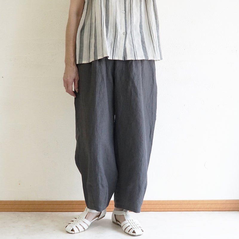 Branch m‘.,ブランチエム,ナチュラル,30代,40代,50代,60代,コーデセット,コーディネートセット,セット売り,ゆったり,コットン,フレンチスリーブブラウス,ブラウス,フレンチスリーブ,ストライプ,ストライプシャツ,ストライプブラウス, ,パンツ,リネン,リネンパンツ,コクーンパンツ,タックパンツ