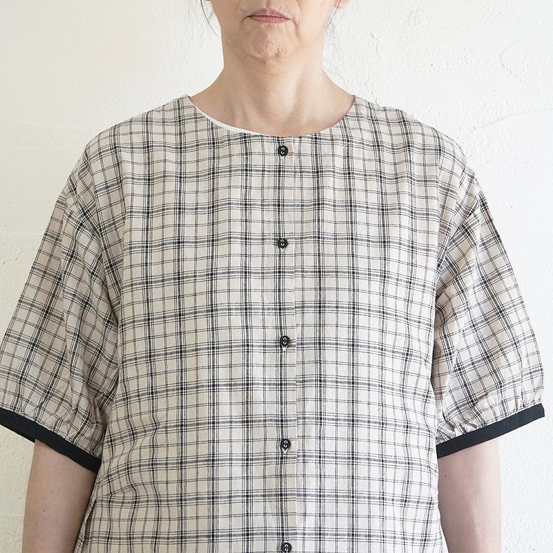 Branch m‘.,ブランチエム,ナチュラル,30代,40代,50代,60代,コットンリネン,ゆったり,ワンピ―ス,2way,2wayワンピース,チェック,チェック柄,チェックワンピース,配色,配色ワンピース
