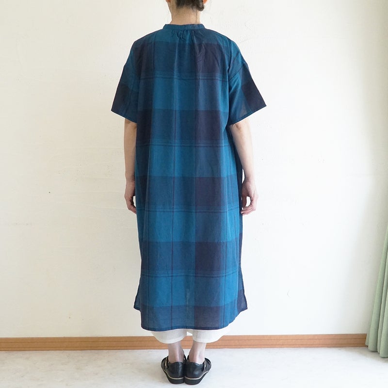 Branch m‘.,ブランチエム,ナチュラル,30代,40代,50代,60代,コットンリネン,ゆったり,ワンピ―ス,チェック柄,チェックワンピース,シャツワンピース