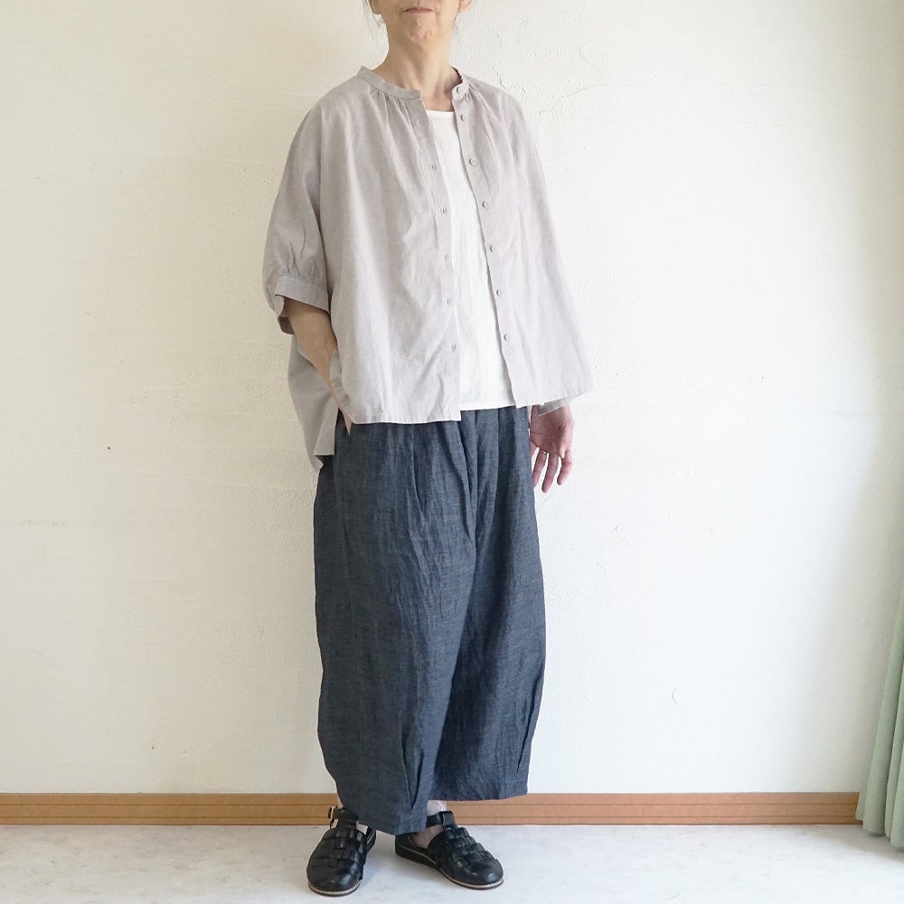 Branch m‘.,ブランチエム,ナチュラル,30代,40代,50代,60代,コットンリネン,ゆったり,ブラウス,綿麻ブラウス,ドルマンブラウス,プルオーバー,プルオーバーブラウス,チェック,チェックブラウス