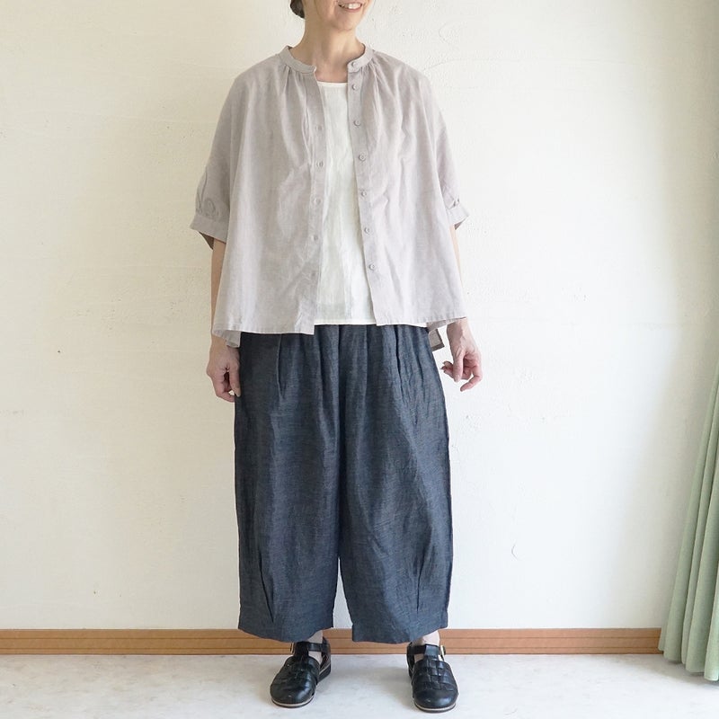 Branch m‘.,ブランチエム,ナチュラル,30代,40代,50代,60代,コットンリネン,ゆったり,ブラウス,綿麻ブラウス,ドルマンブラウス,プルオーバー,プルオーバーブラウス,チェック,チェックブラウス