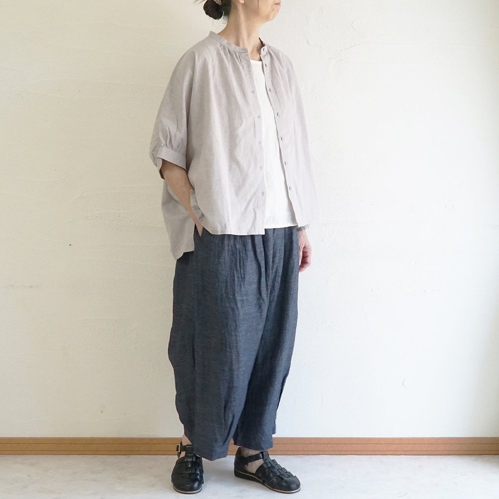 Branch m‘.,ブランチエム,ナチュラル,30代,40代,50代,60代,コットンリネン,ゆったり,ブラウス,綿麻ブラウス,ドルマンブラウス,プルオーバー,プルオーバーブラウス,チェック,チェックブラウス