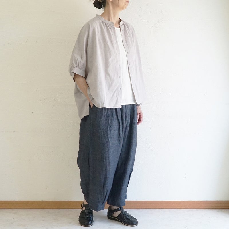 Branch m‘.,ブランチエム,ナチュラル,30代,40代,50代,60代,コットンリネン,ゆったり,ブラウス,綿麻ブラウス,ドルマンブラウス,プルオーバー,プルオーバーブラウス,チェック,チェックブラウス